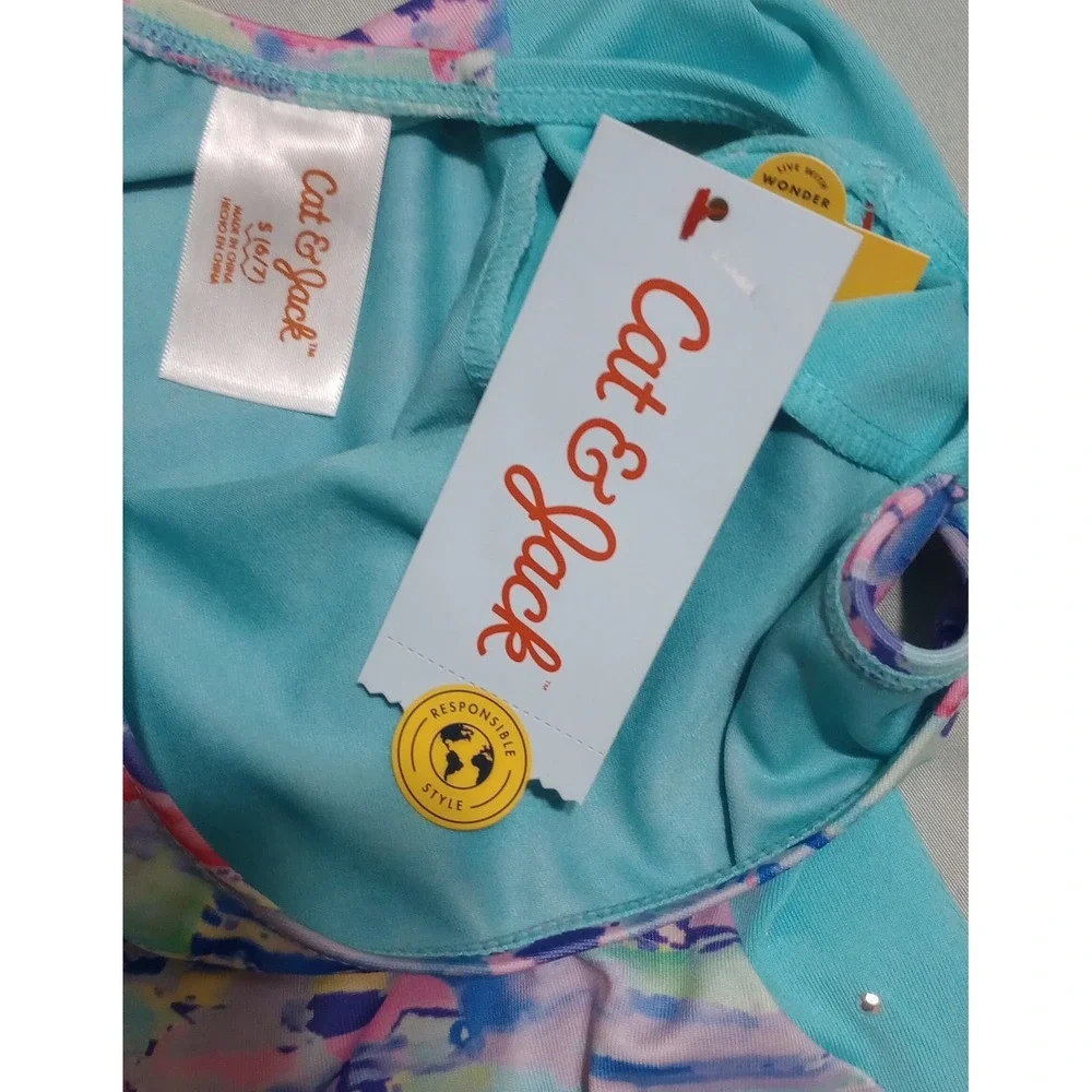 Cat & Jack Girls Gymnastics Leotard Dance Multicolor Abstract Rhinestone S 6/7